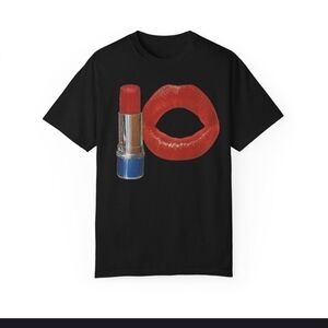 Black T-shirt with Red Lipstick Design